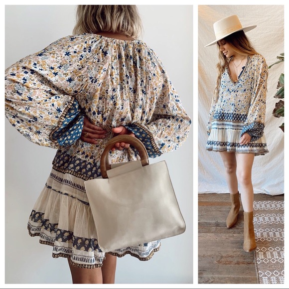 FREE PEOPLE BOHO FLOWY TUNIC SWING MINI DRESS A2C - Picture 6 of 16